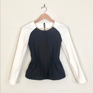 W118 WALTER BAKER Peplum Colorblock Zip Jacket